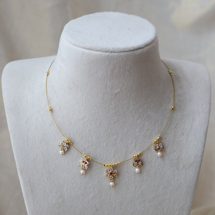Heritage gold plated invisible short necklace IN672