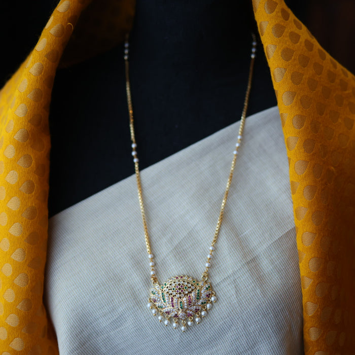 Heritage gold plated pearl padakam long necklace HP5375
