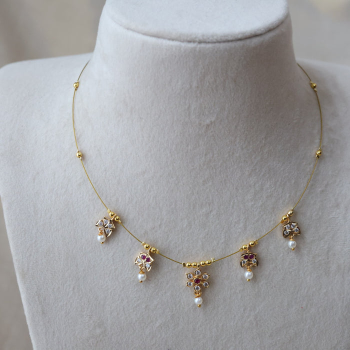 Heritage gold plated invisible short necklace IN672