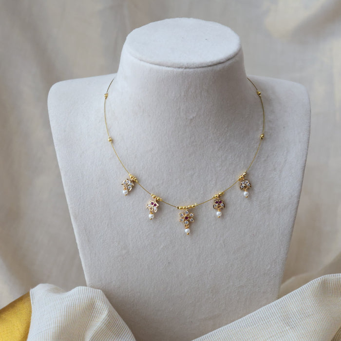 Heritage gold plated invisible short necklace IN672