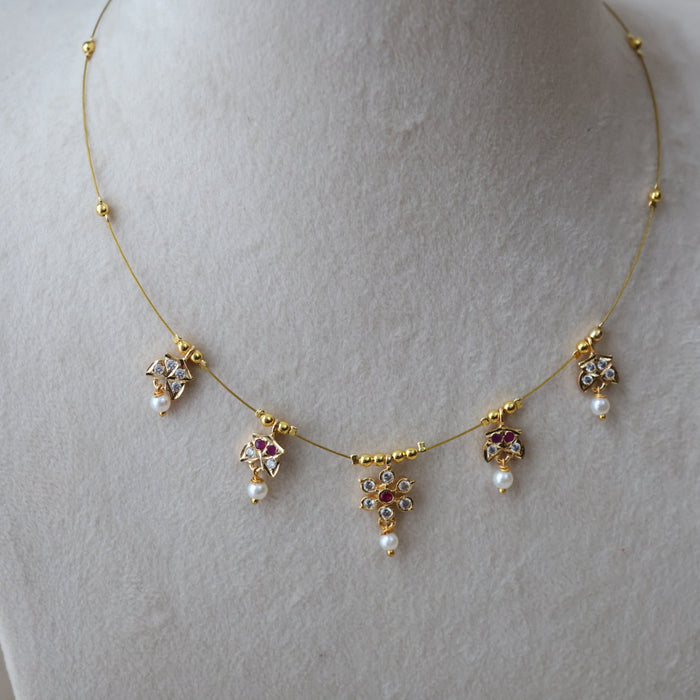 Heritage gold plated invisible short necklace IN672