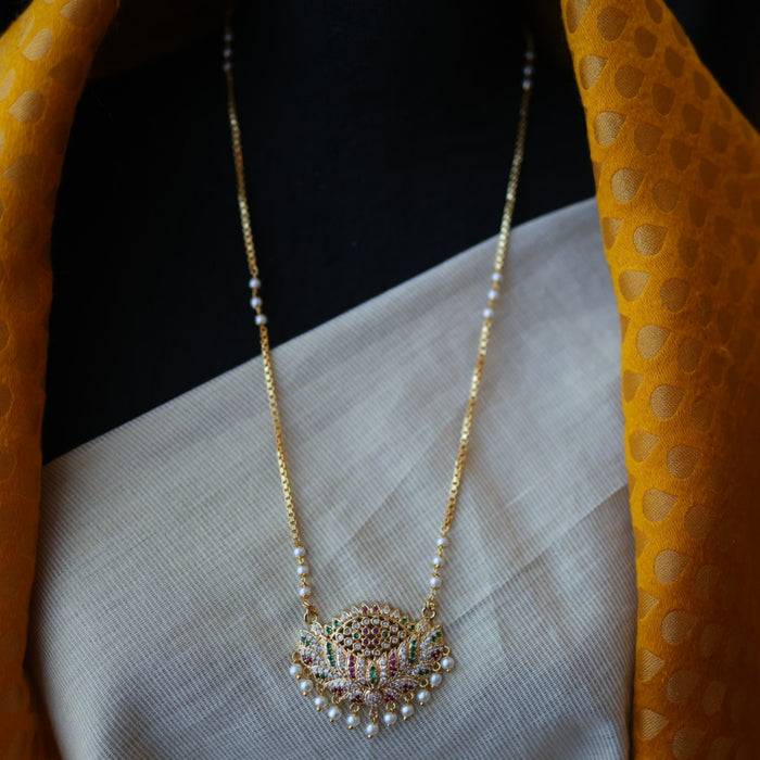 Heritage gold plated pearl padakam long necklace HP5375