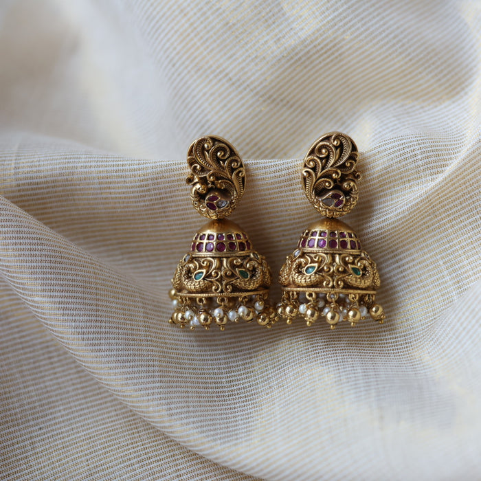 Antique peacock design jumka earrings  AJ417