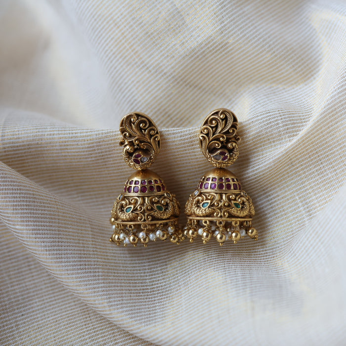 Antique peacock design jumka earrings  AJ417