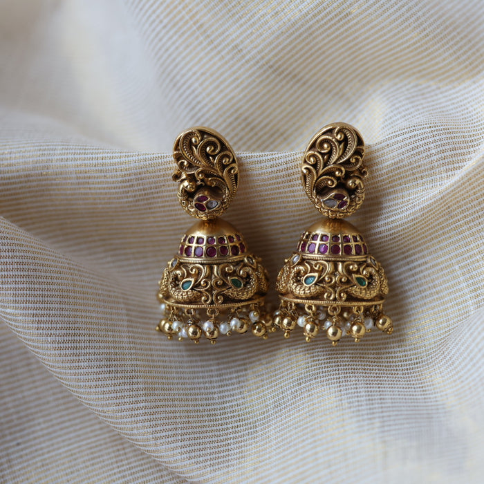Antique peacock design jumka earrings  AJ417