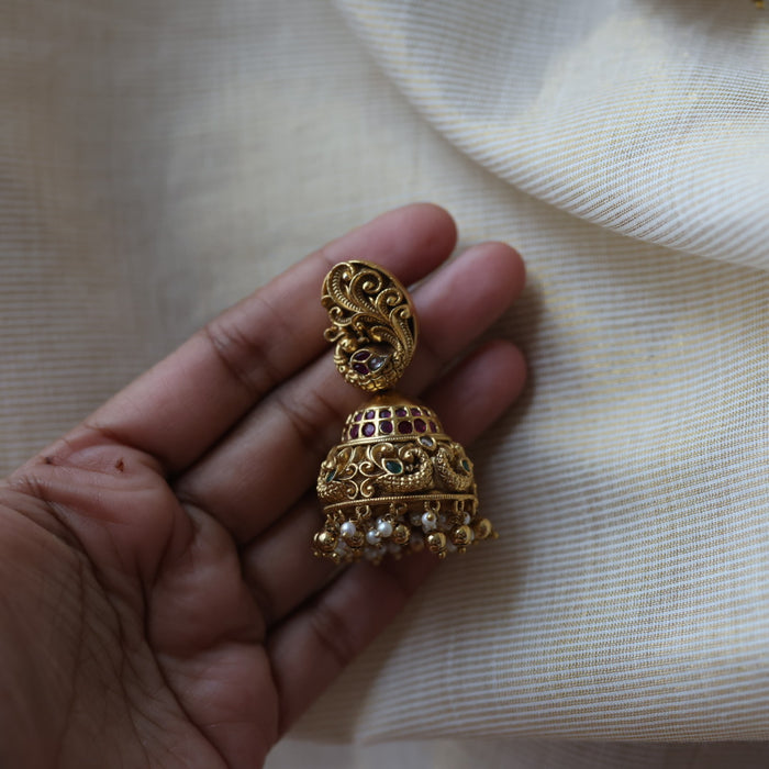 Antique peacock design jumka earrings  AJ417