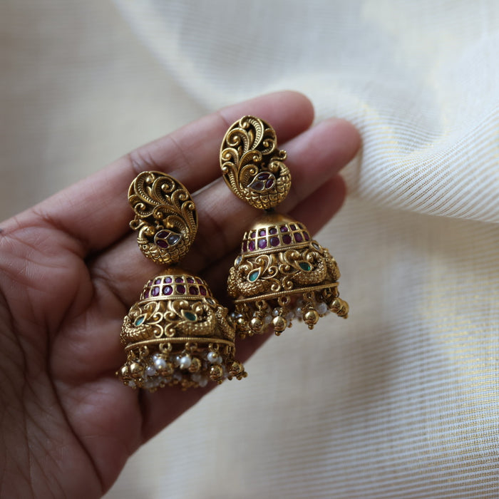 Antique peacock design jumka earrings  AJ417