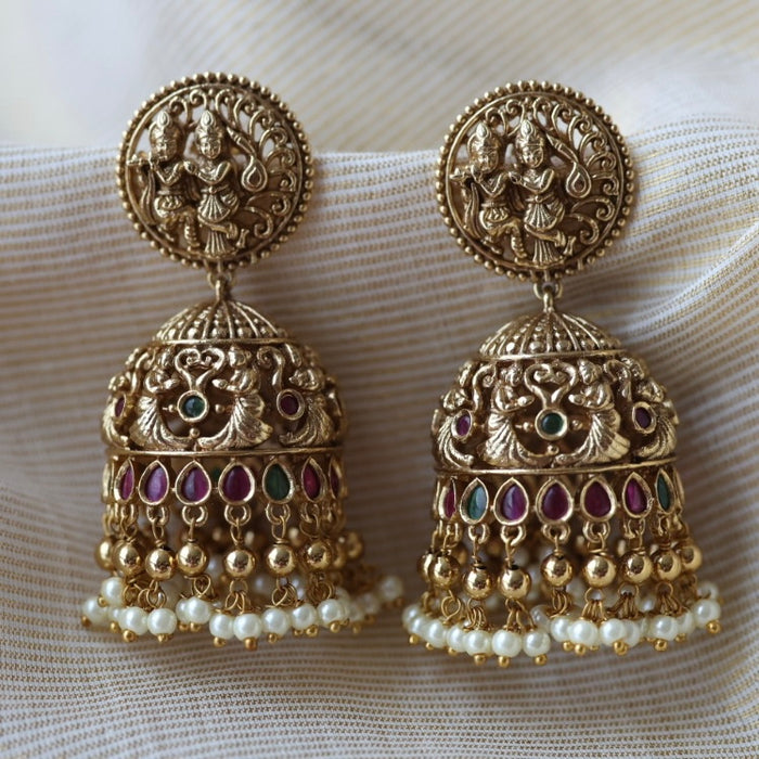 Antique temple design jumka earrings  AJ419