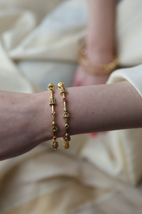 Heritage gold plated white stone bangle HB4323