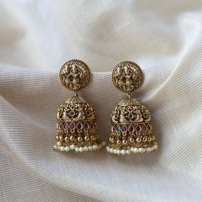 Antique temple design jumka earrings  AJ419