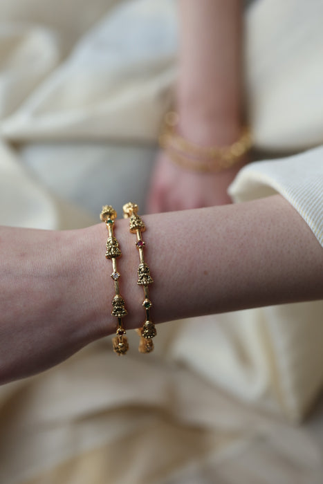 Heritage gold plated white stone bangle HB4323