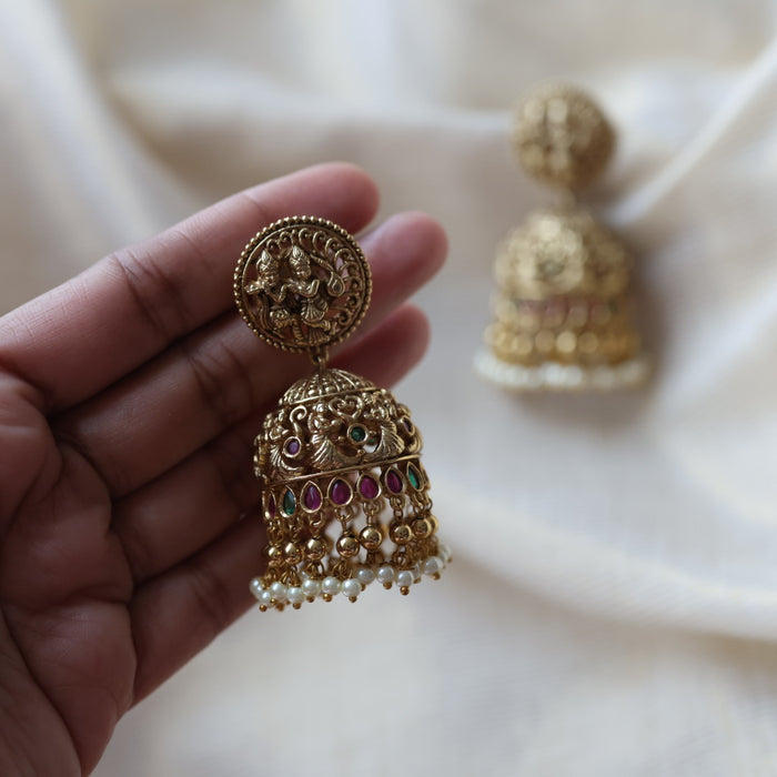 Antique temple design jumka earrings  AJ419