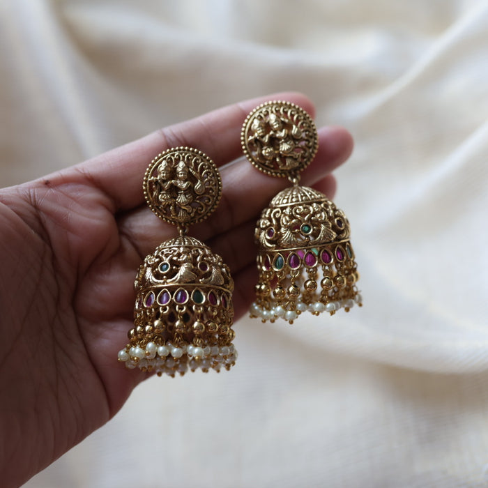 Antique temple design jumka earrings  AJ419