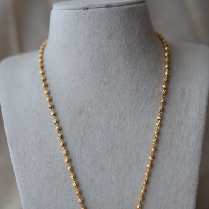 Heritage gold plated ruby white stone pendant long necklace HP7374