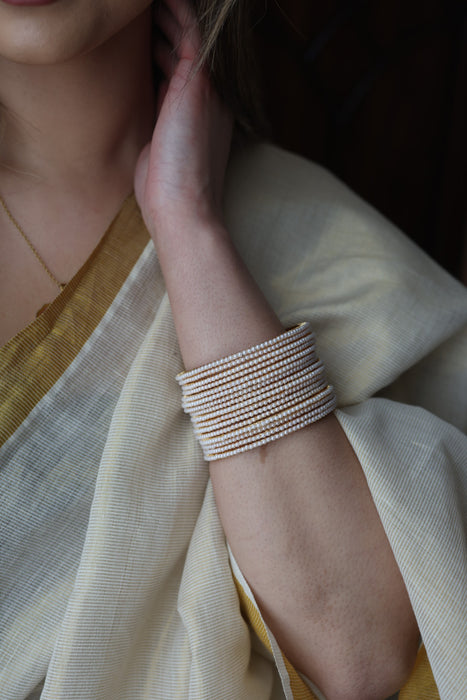 Heritage gold plated white stone bangle HB9732 (Set of 4 bangles)
