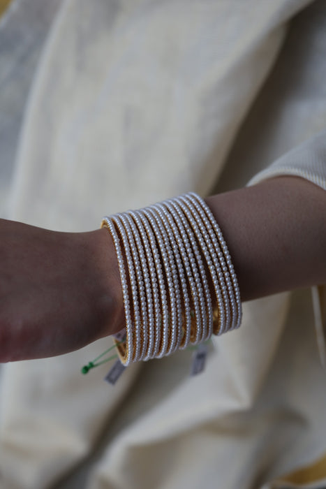Heritage gold plated white stone bangle HB9732 (Set of 4 bangles)