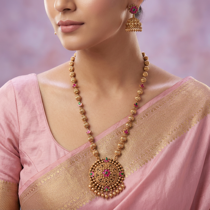 Antique long necklace with earrings LL02567
