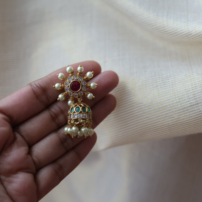 Antique green stone jumka earrings  AJ423