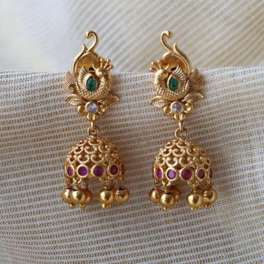 Antique peacock design jumka earrings  AJ4289