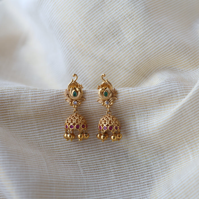 Antique peacock design jumka earrings  AJ4289