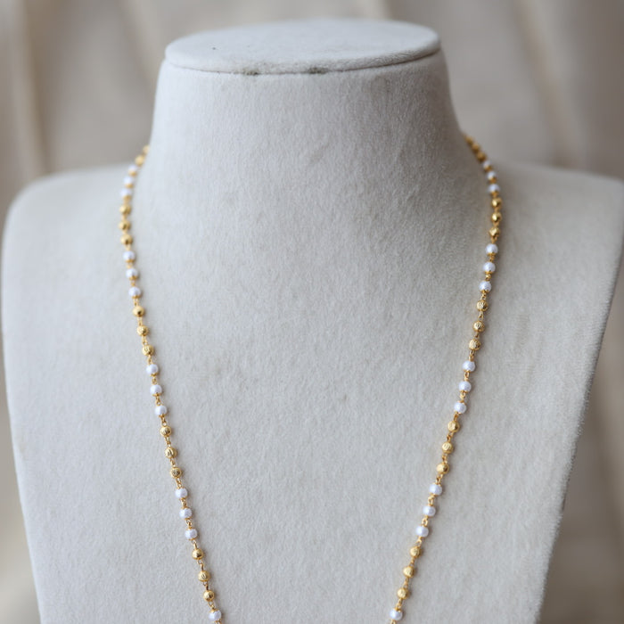 Heritage gold plated ruby white stone pendant long necklace HP7122