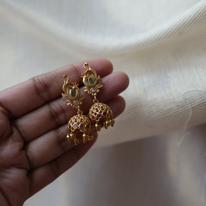 Antique peacock design jumka earrings  AJ4289