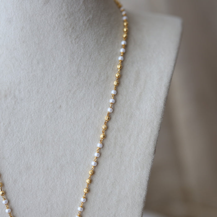 Heritage gold plated ruby white stone pendant long necklace HP7122