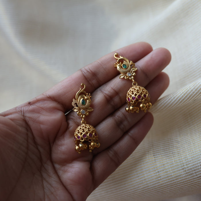 Antique peacock design jumka earrings  AJ4289