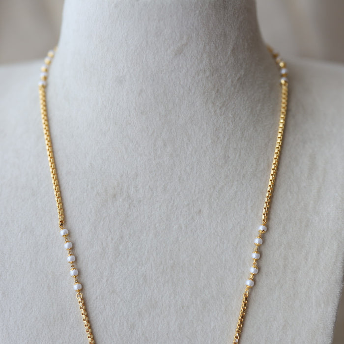 Heritage gold plated multi stone sangu pendant long necklace HL2311
