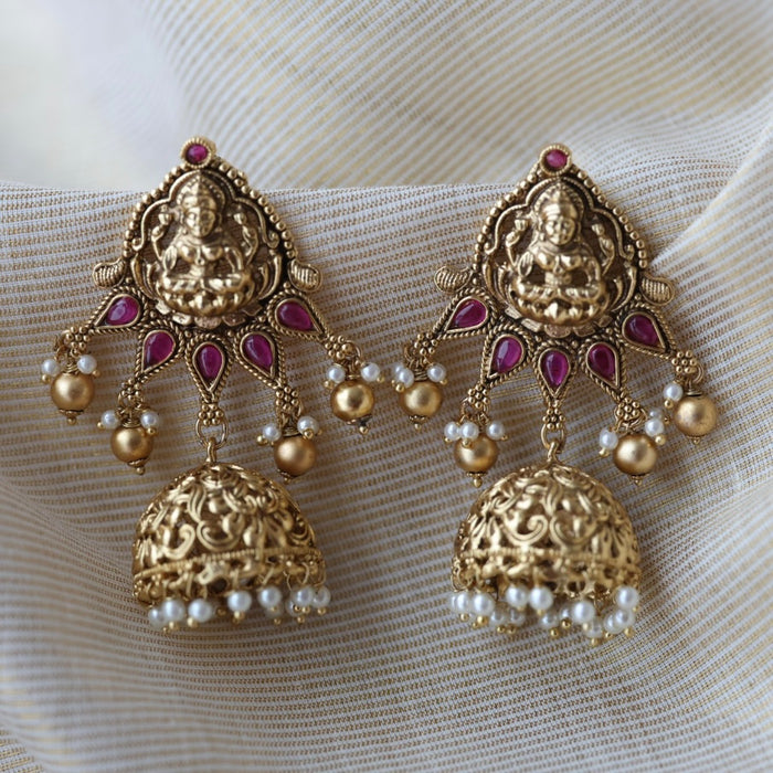 Antique temple design jumka earring AJ8782