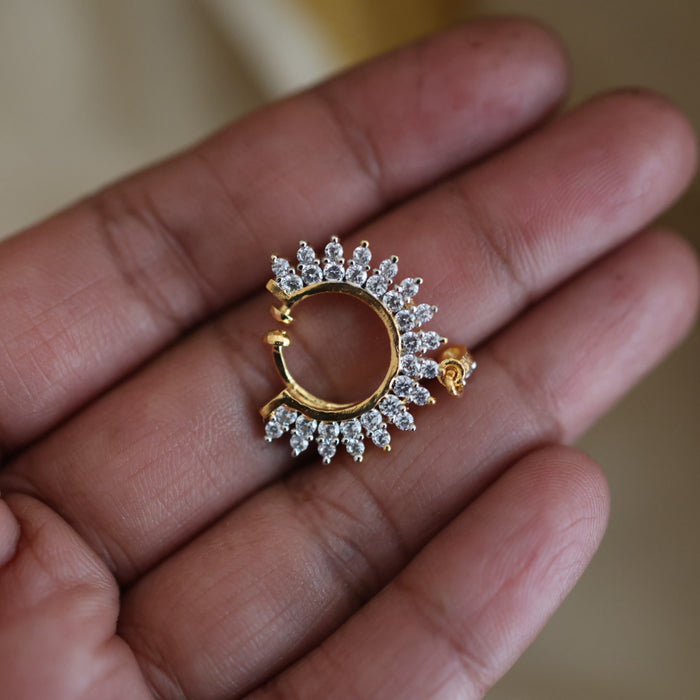Heritage white stone gold plated nosering HN00110