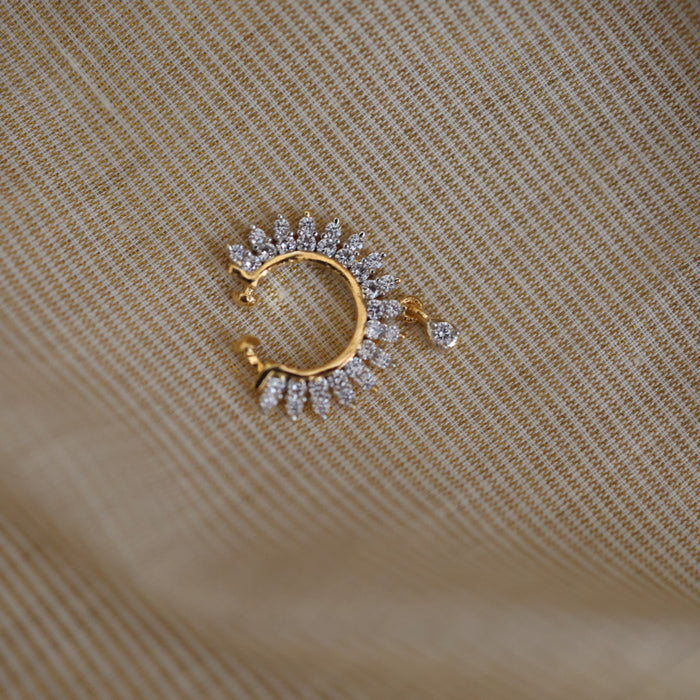 Heritage white stone gold plated nosering HN00110
