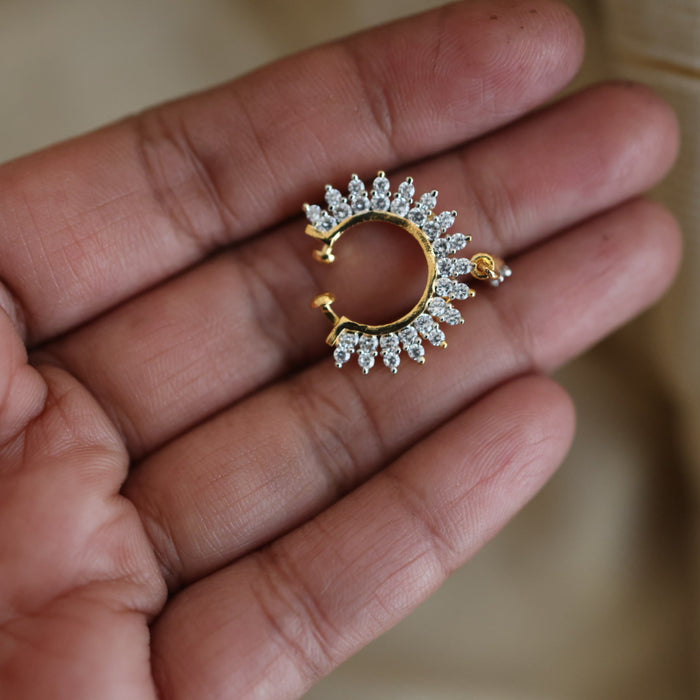 Heritage white stone gold plated nosering HN00110