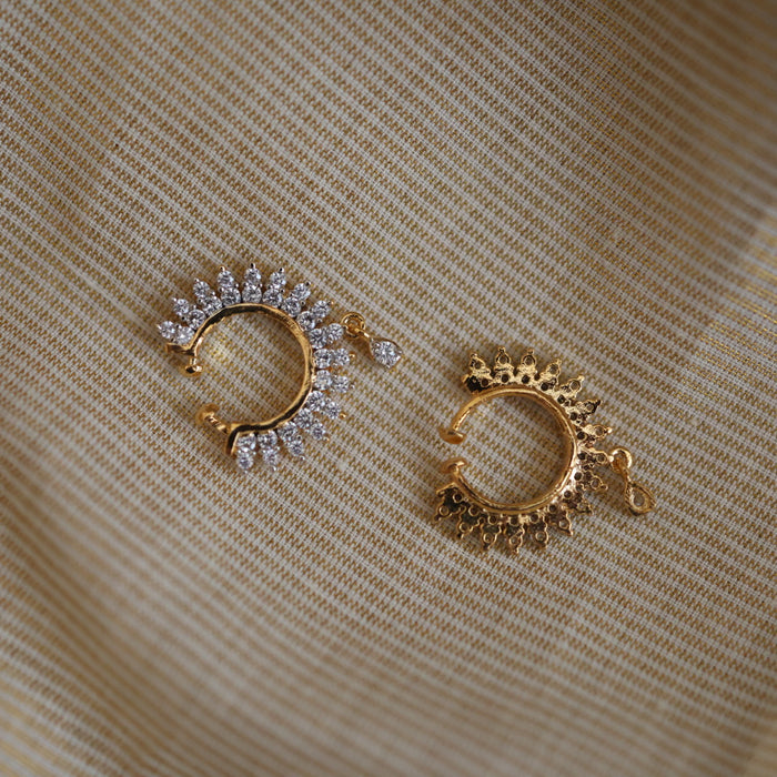 Heritage white stone gold plated nosering HN00110