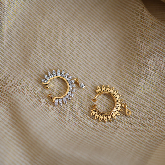 Heritage white stone gold plated nosering HN00110