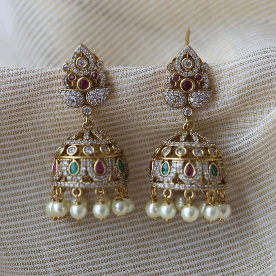 Antique peacock design jumka earrings  AJ4290