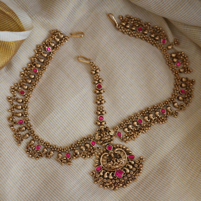 Antique gold plated white stone tikka TH2561