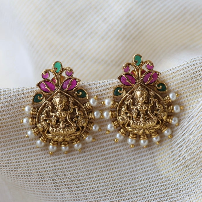 Antique temple design studd earrings  AS4289