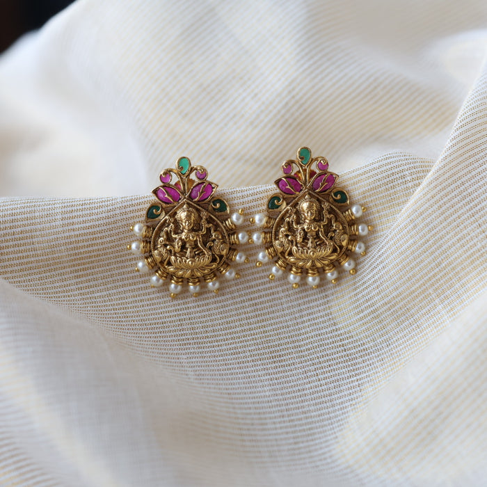 Antique temple design studd earrings  AS4289