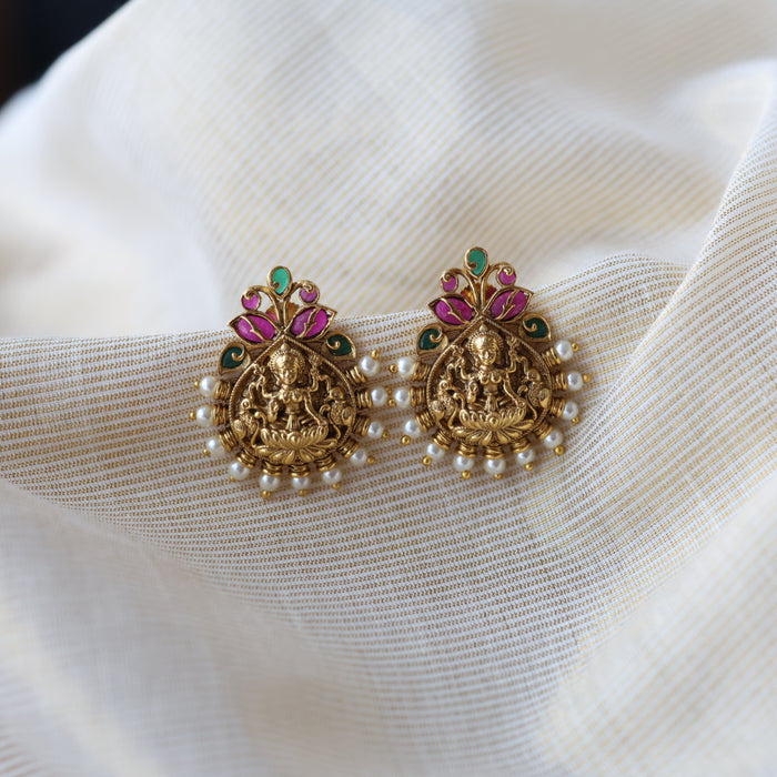 Antique temple design studd earrings  AS4289