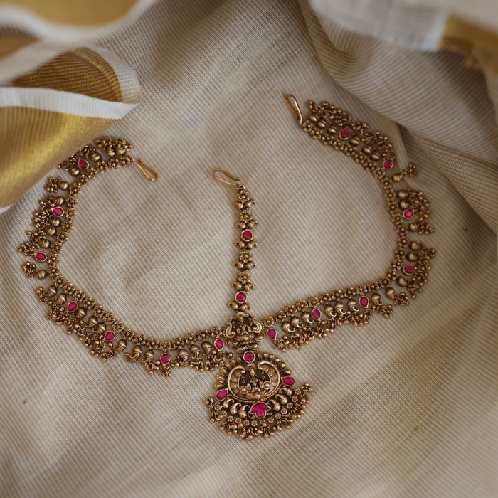 Antique gold plated white stone tikka TH2561