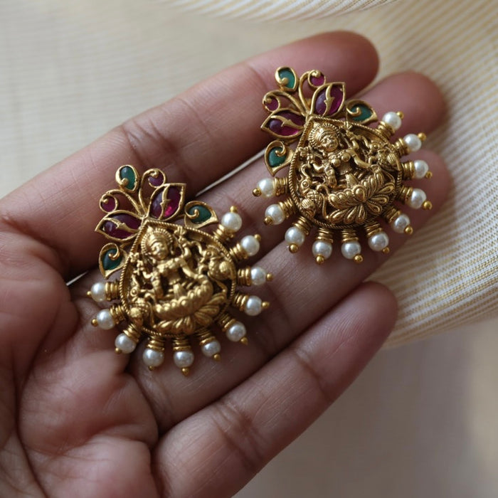 Antique temple design studd earrings  AS4289