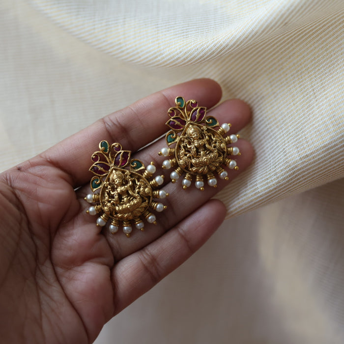 Antique temple design studd earrings  AS4289