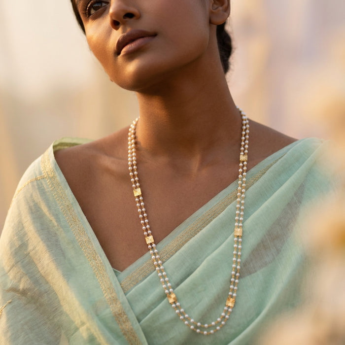 Heritage gold plated double layer pearl chain HC23884
