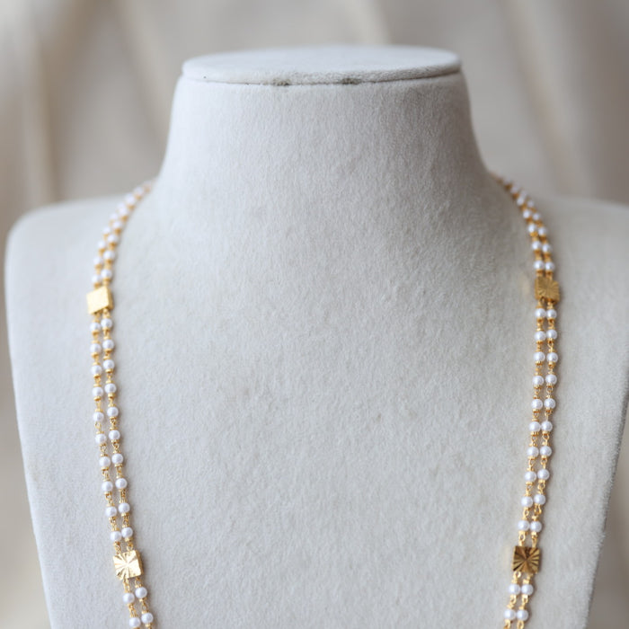 Heritage gold plated double layer pearl chain HC23884