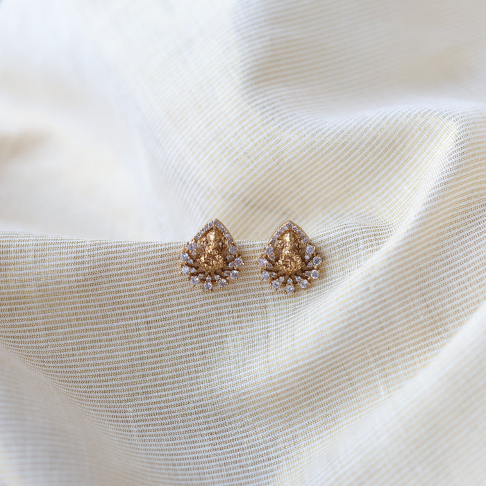 Antique temple design white stone studd earrings  AS4296