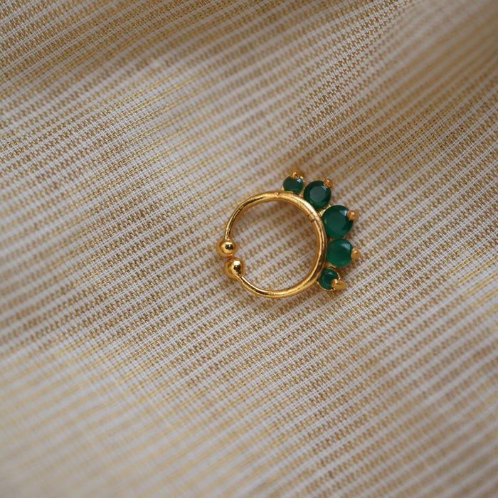 Heritage green stone gold plated nosering HN00113