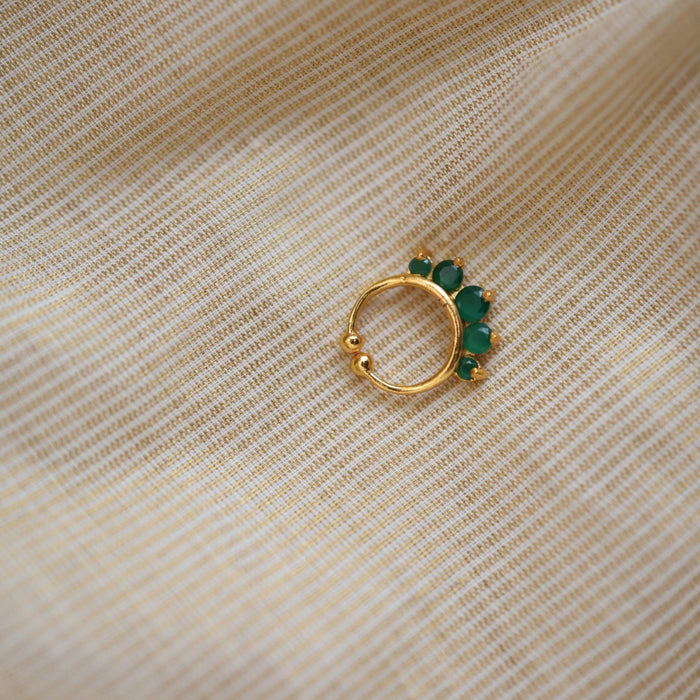 Heritage green stone gold plated nosering HN00113