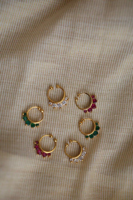 Heritage white stone gold plated nosering HN00112