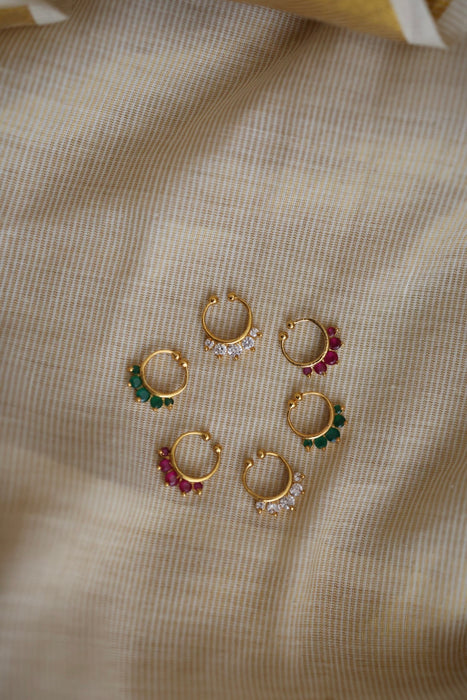 Heritage green stone gold plated nosering HN00113